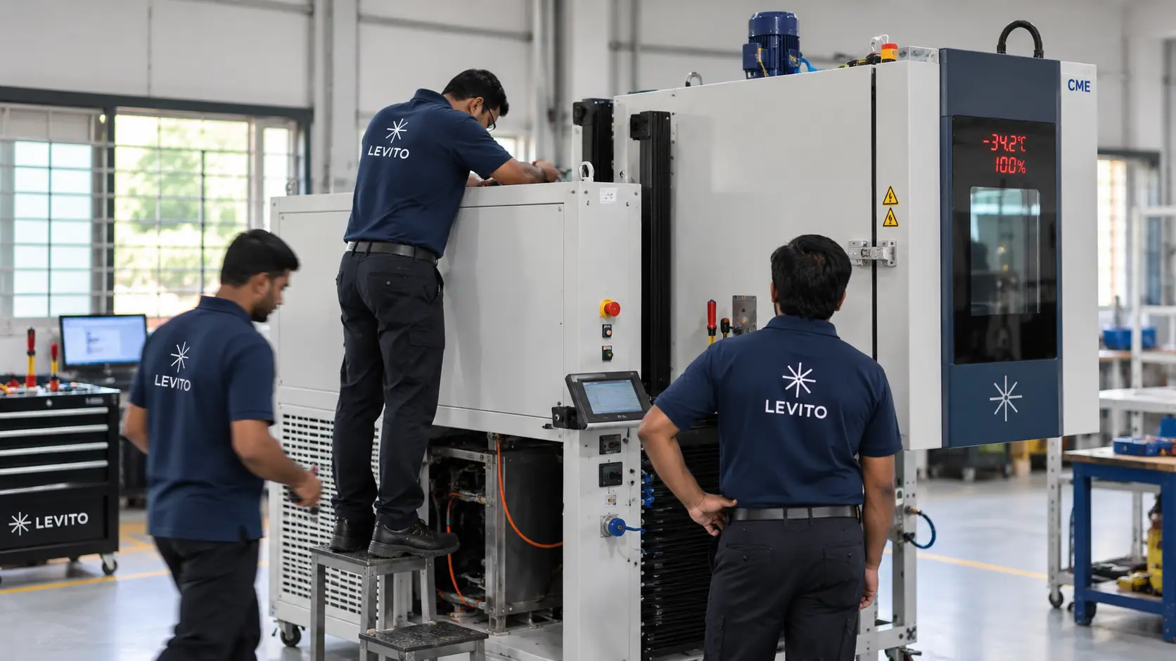 Levito technicians carrying out breakdown repair on an environmental test chamber